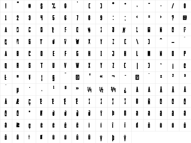 Faltura Animals Regular  glyph index