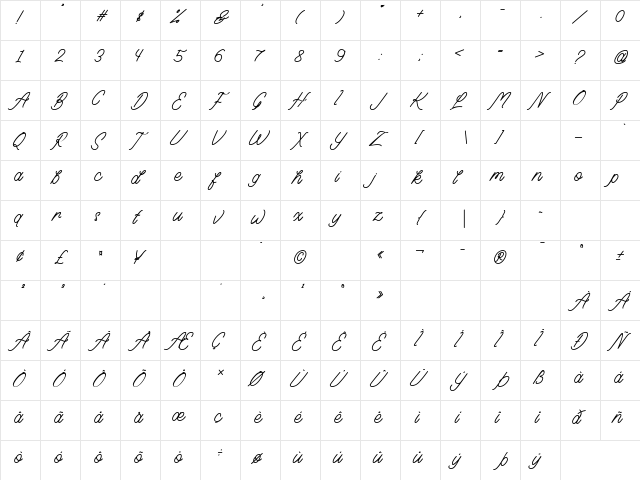 Saturday Bold Bold  glyph index