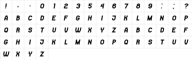 Casino Flat Italic  glyph index