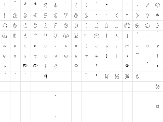 Qurve Hollow Regular  glyph index