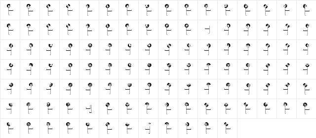 Eyemen Regular  glyph index