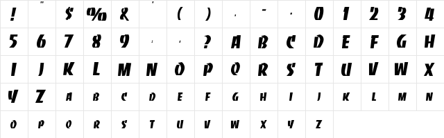 Baste Regular  glyph index