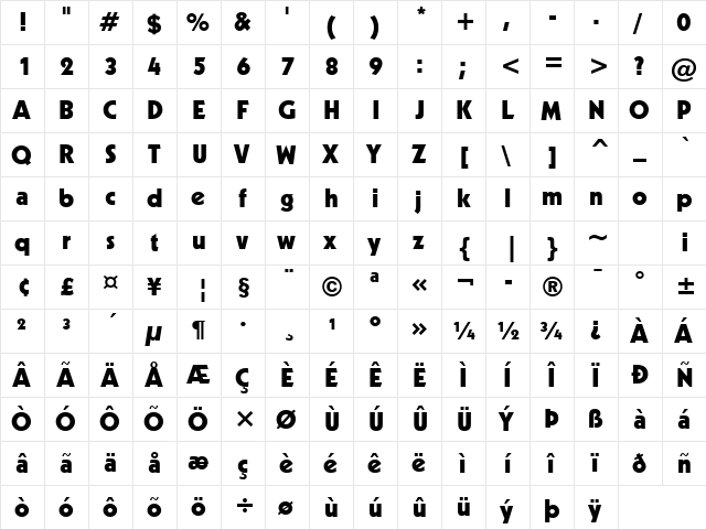 Geometr231 Hv BT Heavy  glyph index