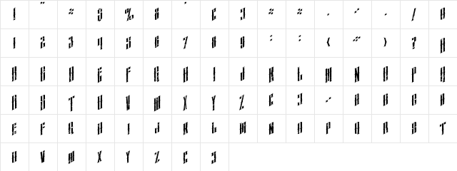 almanac italic grunge Regular  glyph index