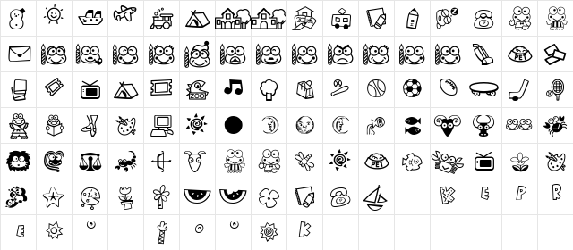 Keroppi Regular  glyph index