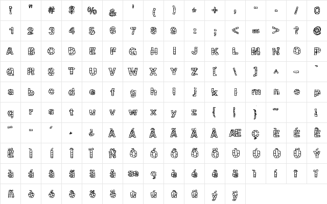 Blokqued Regular  glyph index