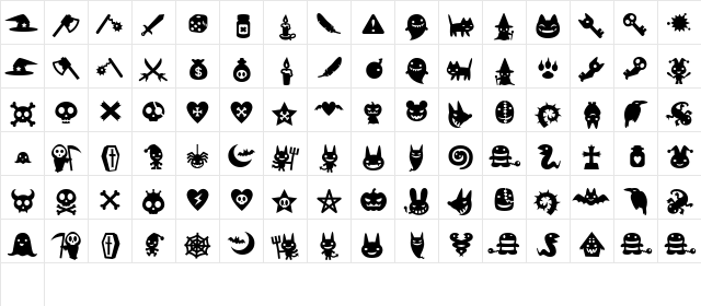 Evilz Regular  glyph index