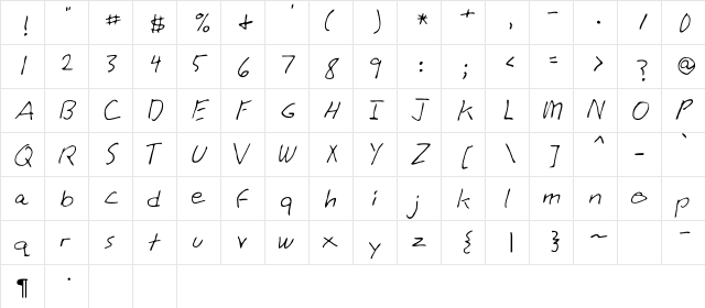 Frisco Regular  glyph index
