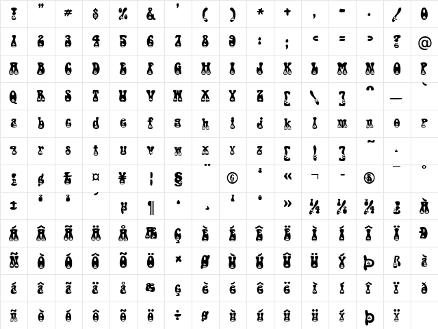 Sailboat Becker Normal  glyph index