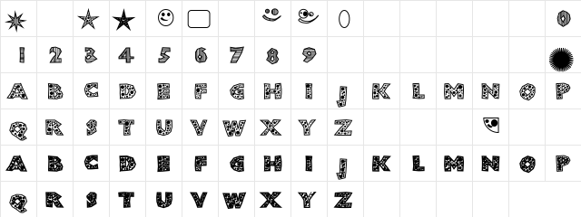 ShlockoBlockoDroppoCaps Regular  glyph index