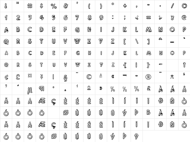 DriveInOutlineSCapsSSK Regular  glyph index