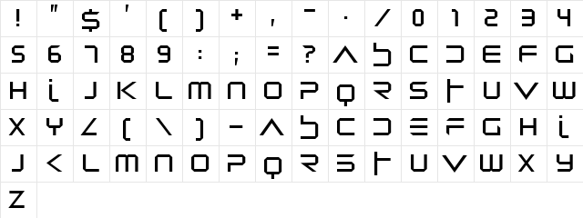 Dredwerkz Regular  glyph index