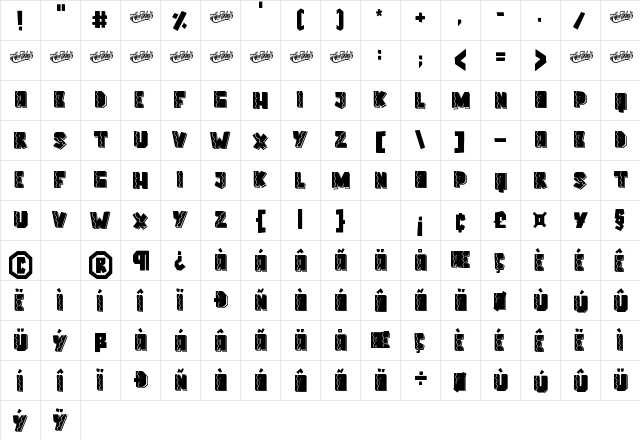 Elcatraz Line Regular  glyph index