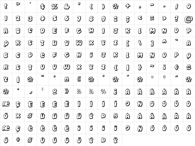 Disko Regular  glyph index
