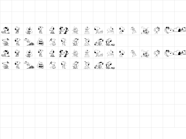 Snoopy Dings Regular  glyph index