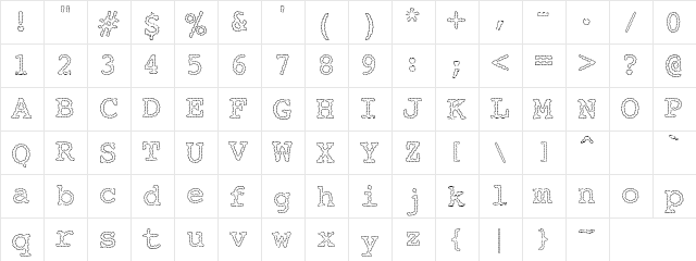 Snowwhite Regular  glyph index