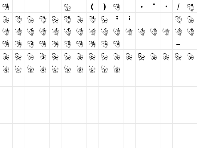 T-piyo Font Regular  glyph index