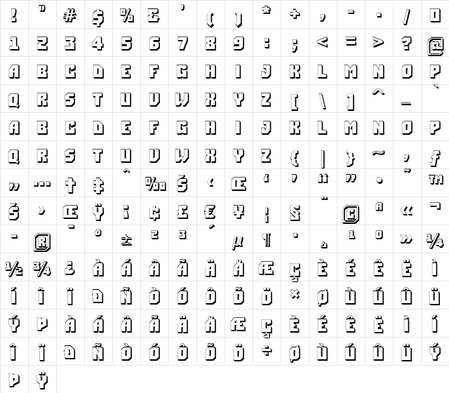 a_Simpler3D Bold  glyph index
