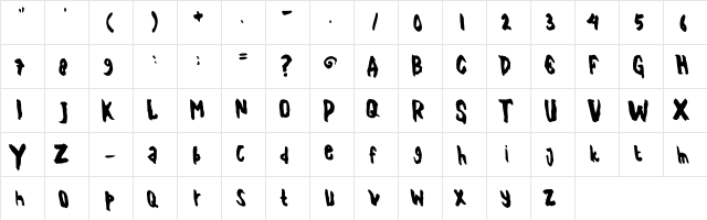 XGhostx Regular  glyph index