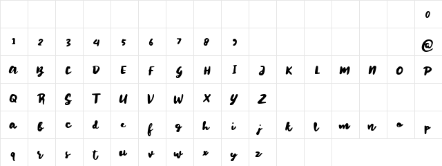 Dreaming Time Regular  glyph index