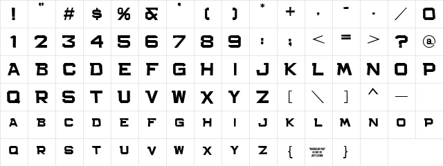 Bachelor Pad JL Regular  glyph index