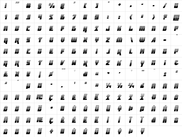 Furiosa Halftone Italic Italic  glyph index