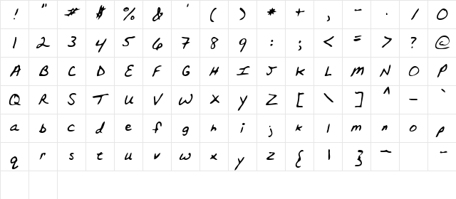 Topper Regular  glyph index