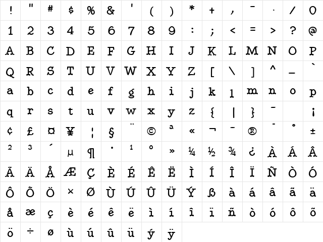 BetterKamp Bold  glyph index