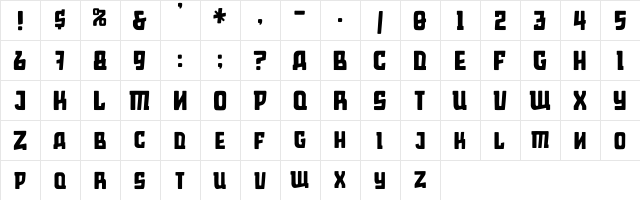 Mosco_Mule Regular  glyph index