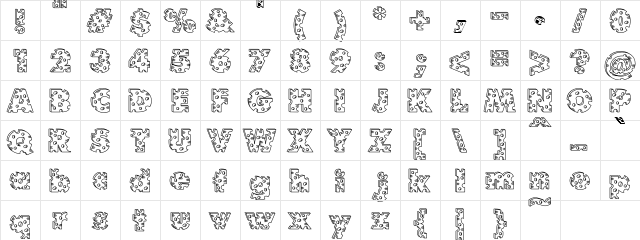 PC Swiss Cheese Regular  glyph index