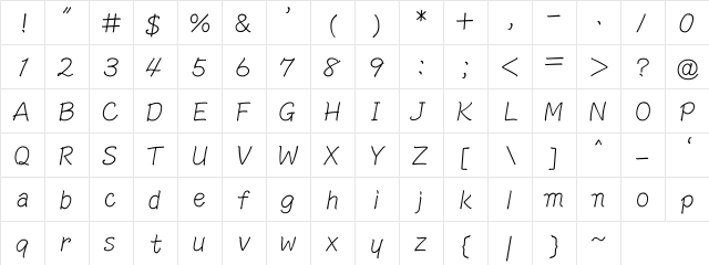 AR Script4 Medium Regular  glyph index