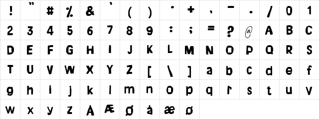 Dream of me Regular  glyph index