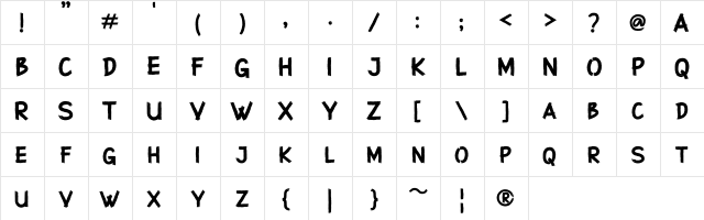 Superstition Regular  glyph index