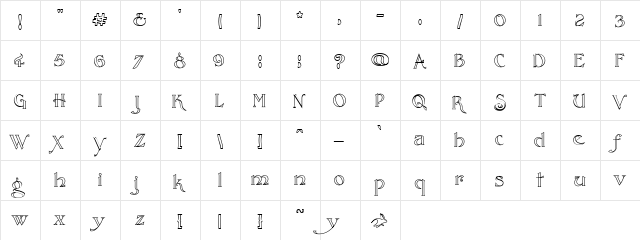 RabbitMoon Open Regular  glyph index