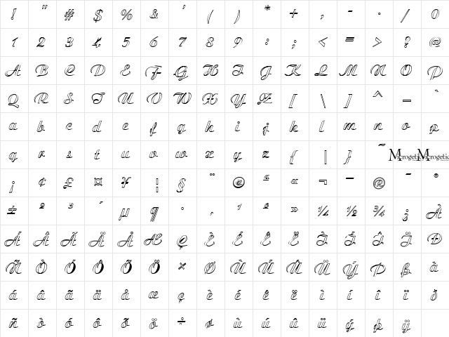 MC Valentine Plush Regular  glyph index