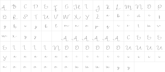 Feliciana Demo Regular  glyph index