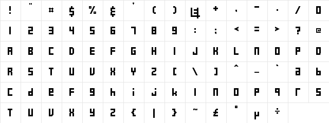 E4 2017 Regular  glyph index
