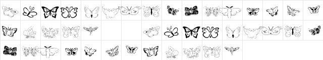 ButterflyHeaven Regular  glyph index