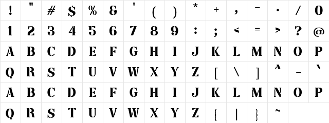 a Angkatan Bersenjata Regular  glyph index