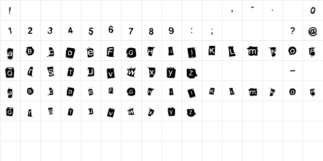 KrooKed Medium  glyph index