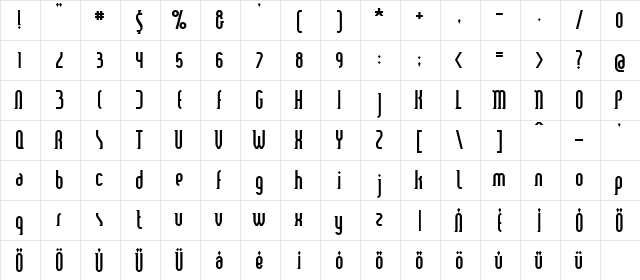 Smart and Sexy Bold  glyph index