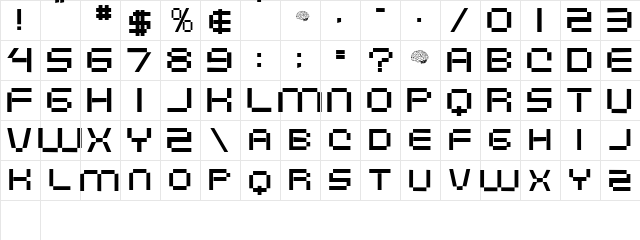 Digitalema Regular  glyph index