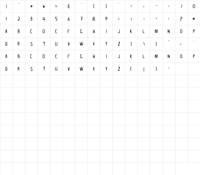 Woomble_002 Regular  glyph index