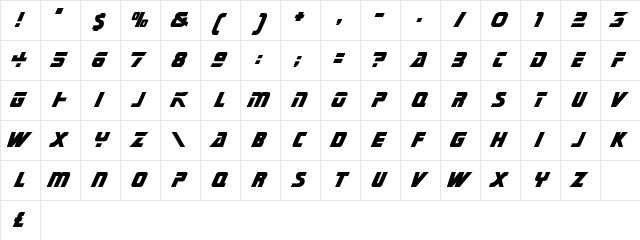 TrekkieTitlasSSK Bold  glyph index