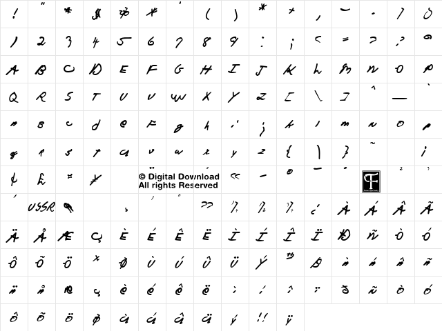 Oswald Conspiracy Regular  glyph index