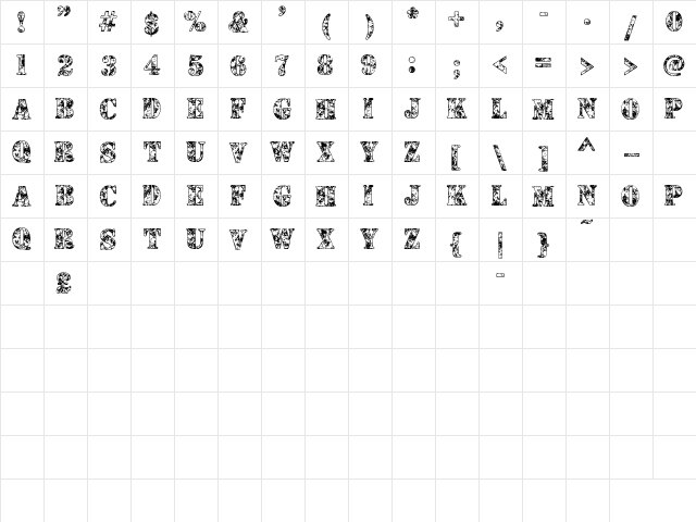 Camouflage Snow Snow  glyph index