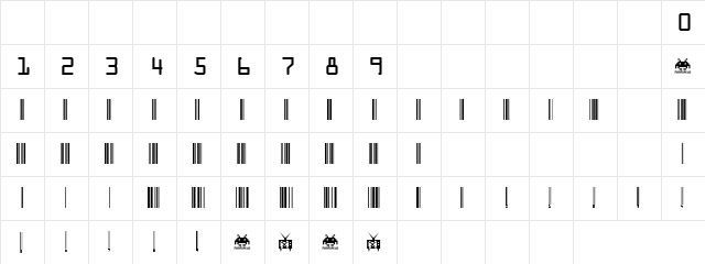 code xero Regular  glyph index