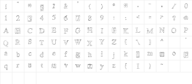 LDJ Quilted Times Regular  glyph index