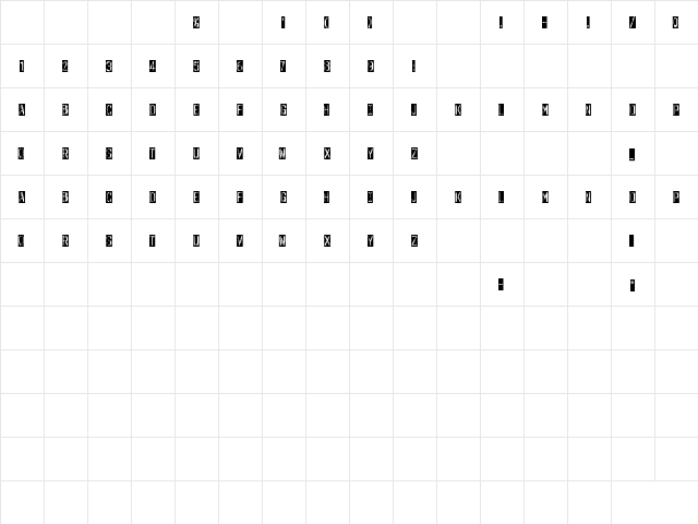 Outerspace Shoping Regular  glyph index