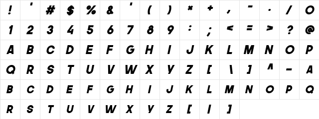 Duldolar Regular  glyph index